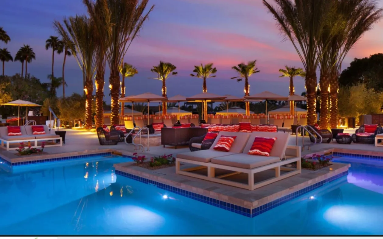 The Phoenician pool by sunset